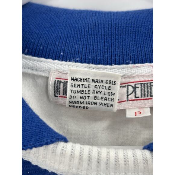 Vintage Lindsey Blake Shirt Womens Small Petite Blue White Striped 3/4 Sleeves - Picture 8 of 16